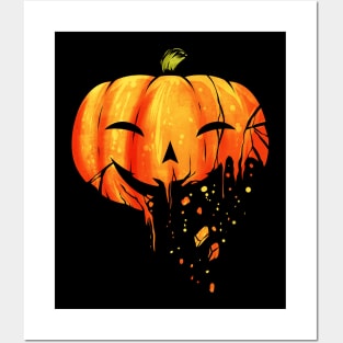 Jack O Lantern Carved Pumpkin Falling Into Pieces Halloween Posters and Art